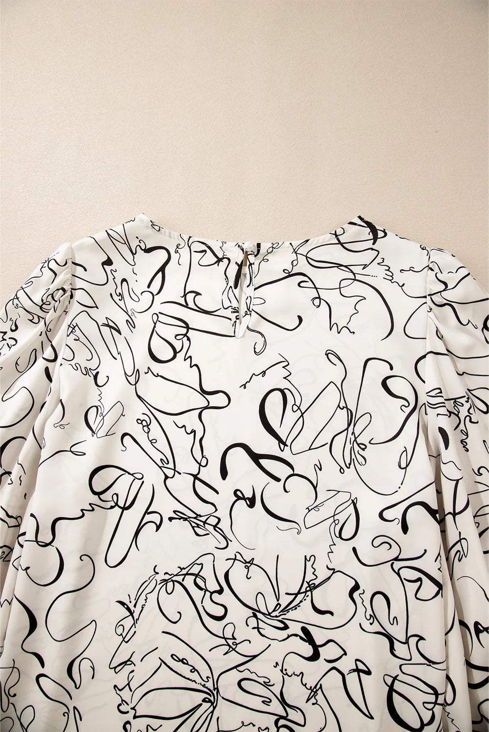 Printed Round Neck Three-Quarter Sleeve Blouse - Trendsi - Flyclothing LLC