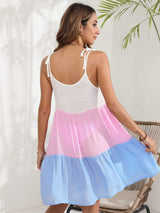Color Block Spaghetti Strap Cover-Up Dress - Trendsi - Flyclothing LLC