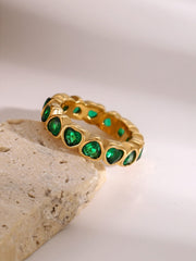 18K Gold-Plated Inlaid Zircon Ring - Trendsi