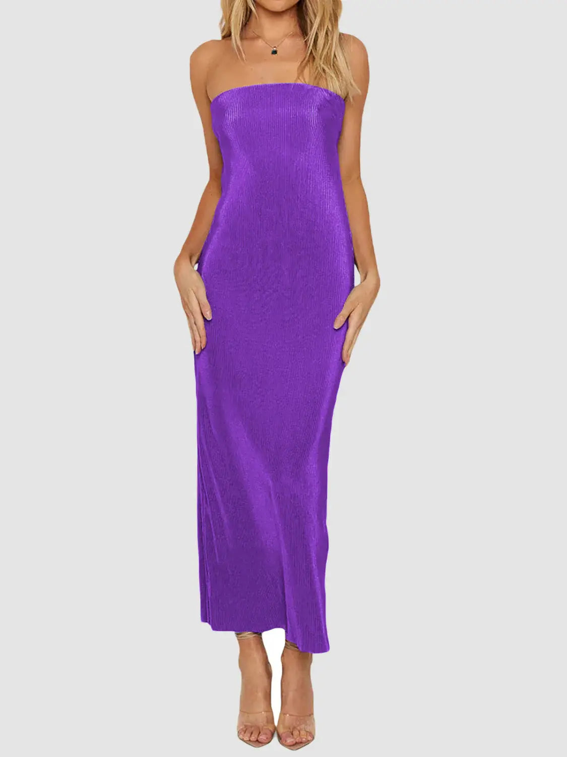 Lace-Up Back Tube Maxi Dress - Trendsi - Flyclothing LLC