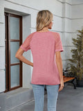 Round Neck Lace Short Sleeve T-Shirt - Trendsi - Flyclothing LLC
