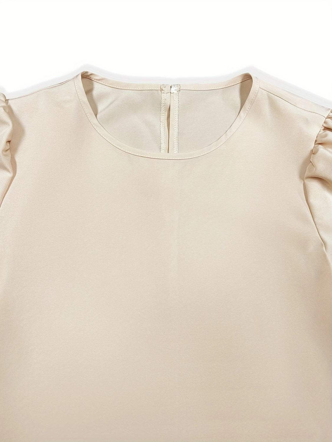 Round Neck Short Sleeve Top and Tied Pants Set - Trendsi - Flyclothing LLC