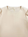 Round Neck Short Sleeve Top and Tied Pants Set - Trendsi