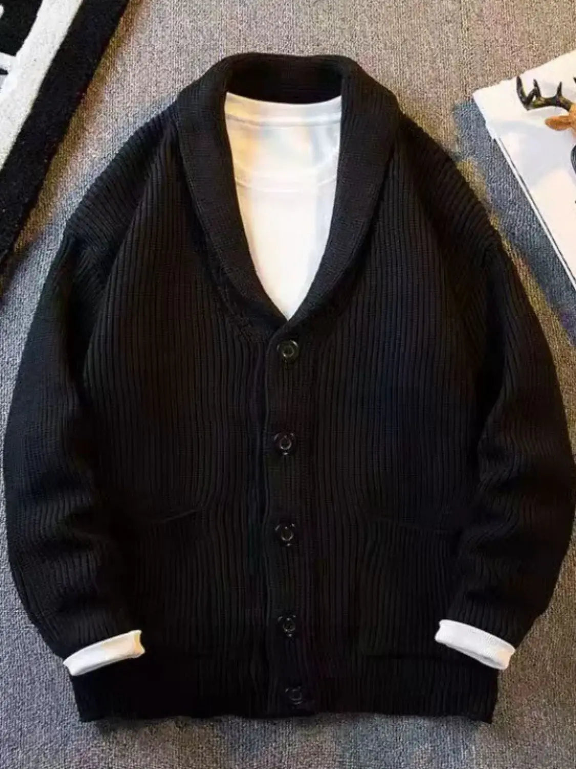 Men's Plus Size Button Down Long Sleeve Cardigan - Trendsi - Flyclothing LLC