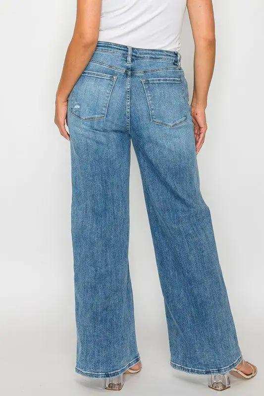 bytos Full Size High Rise Wide Leg Jeans with Pockets - Trendsi - Flyclothing LLC