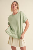 Aemi + Co Exposed Seam Round Neck Short Sleeve T-Shirt - Trendsi