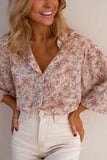 Printed Collared Neck Long Sleeve Shirt - Trendsi - Flyclothing LLC