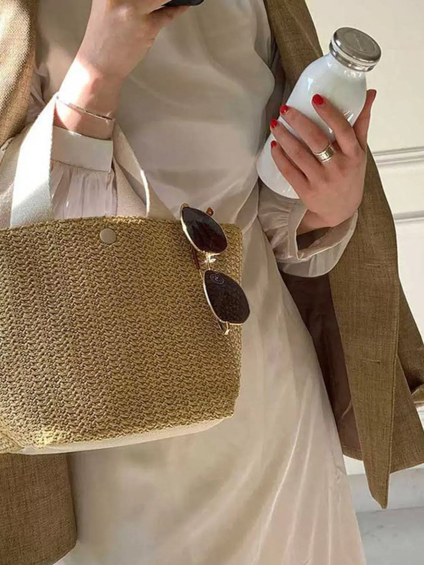 Woven Straw Tote Bag - Trendsi - Flyclothing LLC