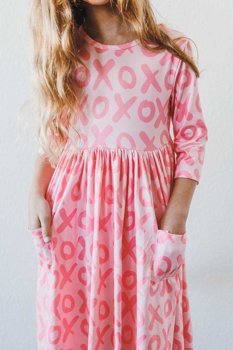 XOXO 3/4 Sleeve Pocket Twirl Dress - Mila & Rose ® - Flyclothing LLC