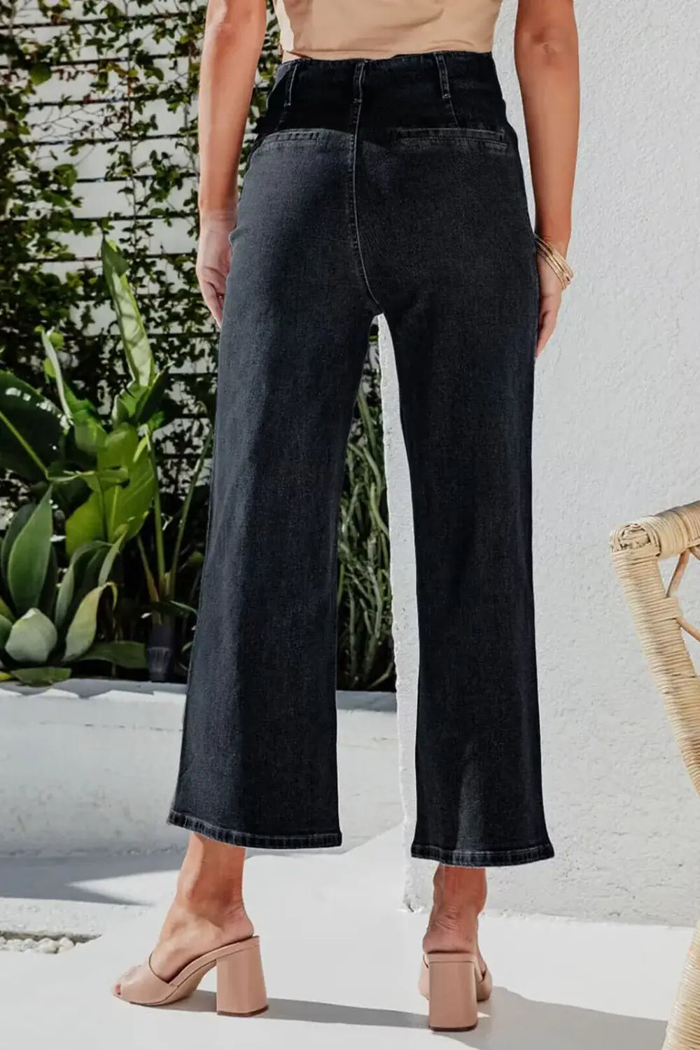 Button Fly Cropped Wide Leg Jeans - Trendsi - Flyclothing LLC