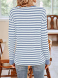 Striped Round Neck Long Sleeve T-Shirt - Trendsi - Flyclothing LLC