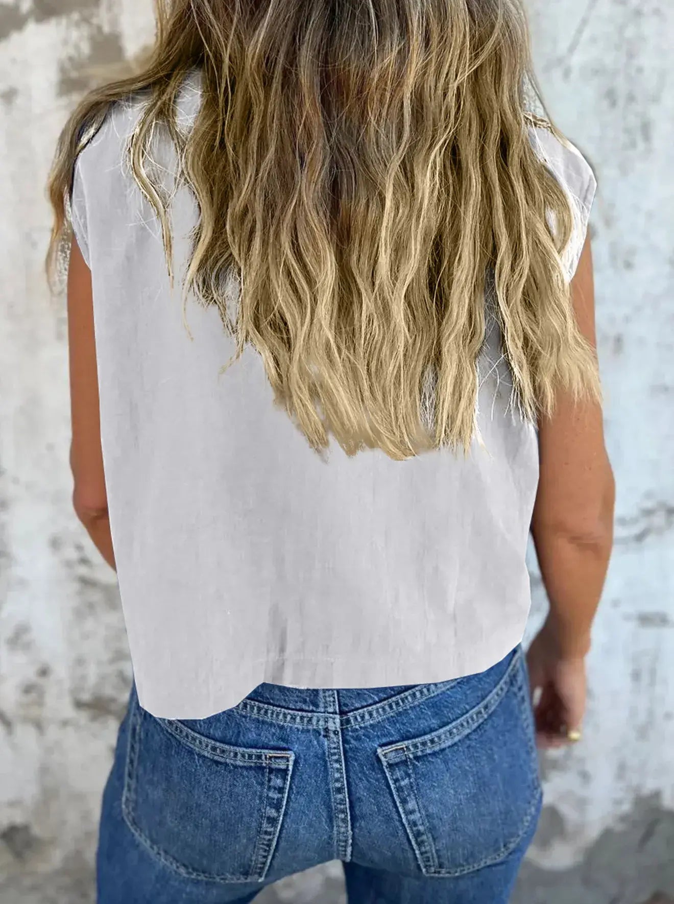 Full Size Button Down Cap Sleeve Linen Shirt Plus Size - Trendsi - Flyclothing LLC