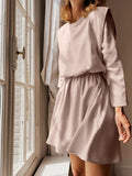 Round Neck Long Sleeve Mini Dress - Trendsi