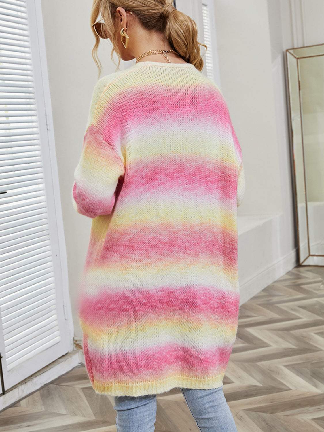 Angel Wings Full Size Pocketed Open Front Gradient Cardigan - Trendsi - Flyclothing LLC