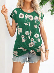 Printed Round Neck Short Sleeve T-Shirt - Trendsi