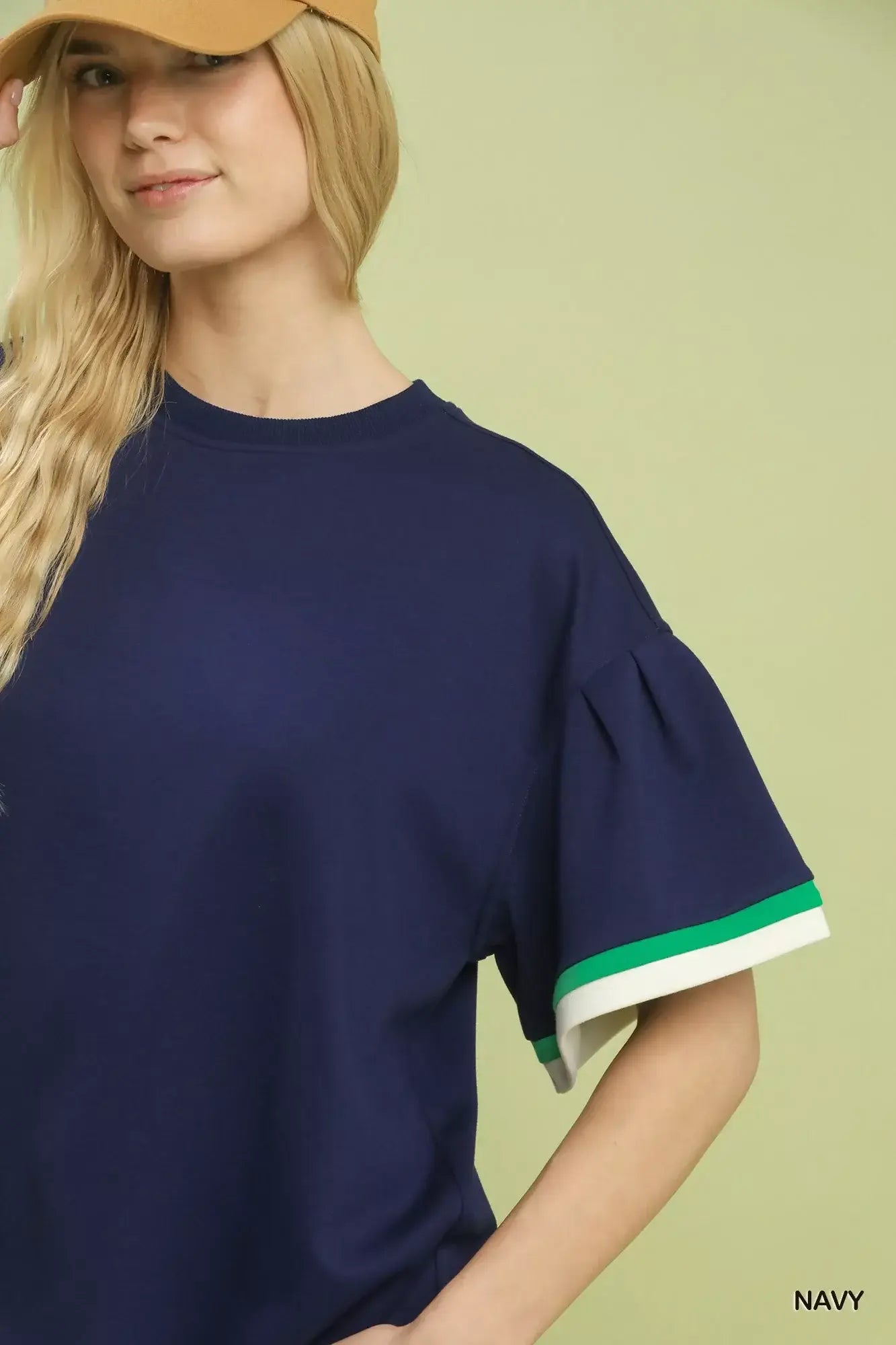 Umgee Contrast Trim Bell Sleeve Top - Trendsi - Flyclothing LLC