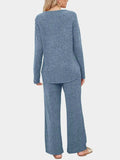 Round Neck Long Sleeve Top and Pants Set - Trendsi - Flyclothing LLC