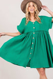 SAGE + FIG Full Size Button Up Short Sleeve Dress - Trendsi - Flyclothing LLC