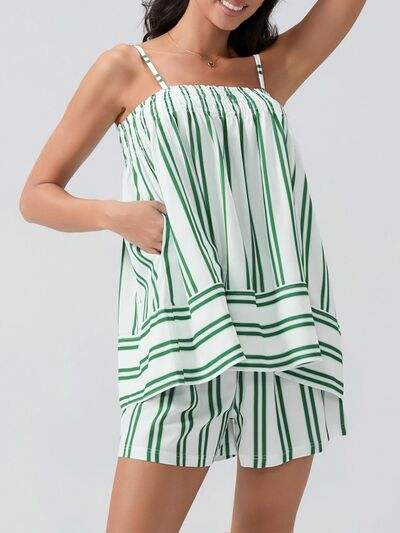 Smocked Square Neck Cami and Shorts Set - Trendsi - Flyclothing LLC