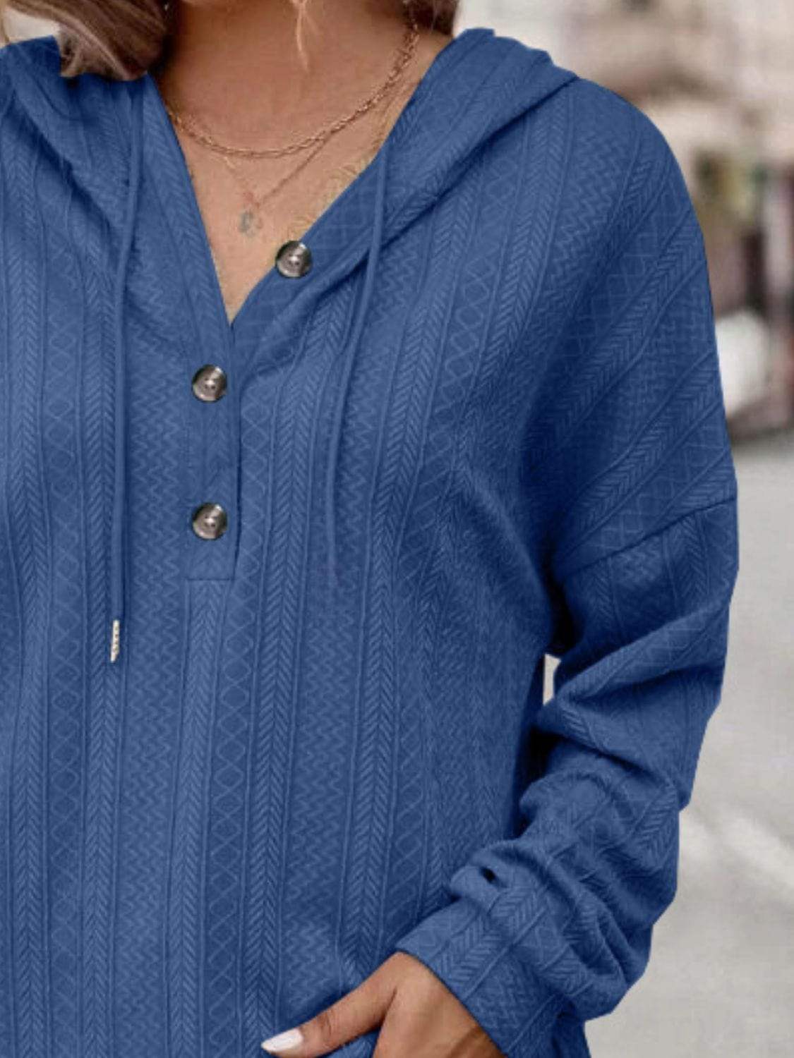 Drawstring Dropped Shoulder Long Sleeve Hoodie - Trendsi - Flyclothing LLC