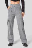High Waist Straight Leg Cargo Jeans - Trendsi