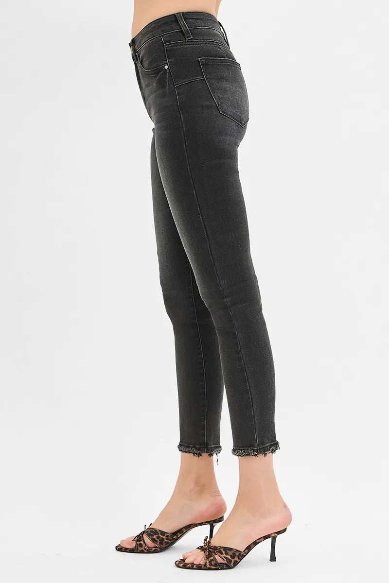 RISEN Full Size Tummy Control Mid Rise Crop Skinny Jeans Plus Size - Trendsi - Flyclothing LLC