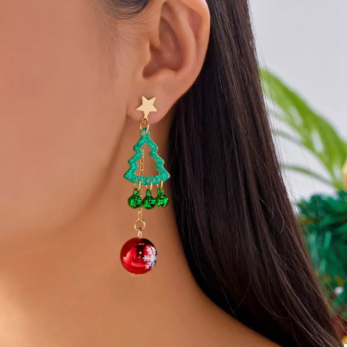 Christmas Tree Ball Drop Earrings - Trendsi - Flyclothing LLC