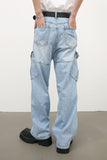 Men's Mid Rise Jeans with Cargo Pockets - Trendsi