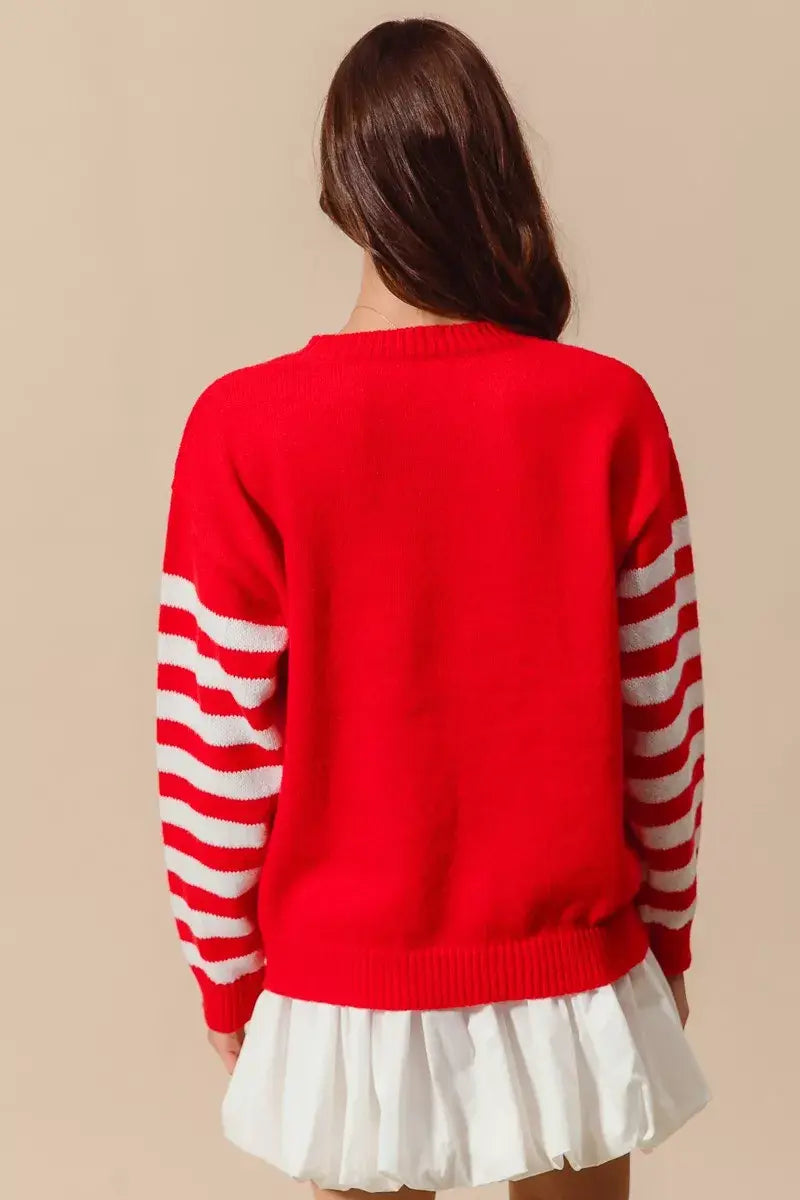 SO ME Christmas Snowflake Crochet Embellished Sweater - Trendsi - Flyclothing LLC