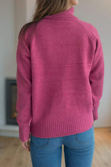 Ribbed Turtleneck Raglan Sleeve Sweater - Trendsi - Flyclothing LLC