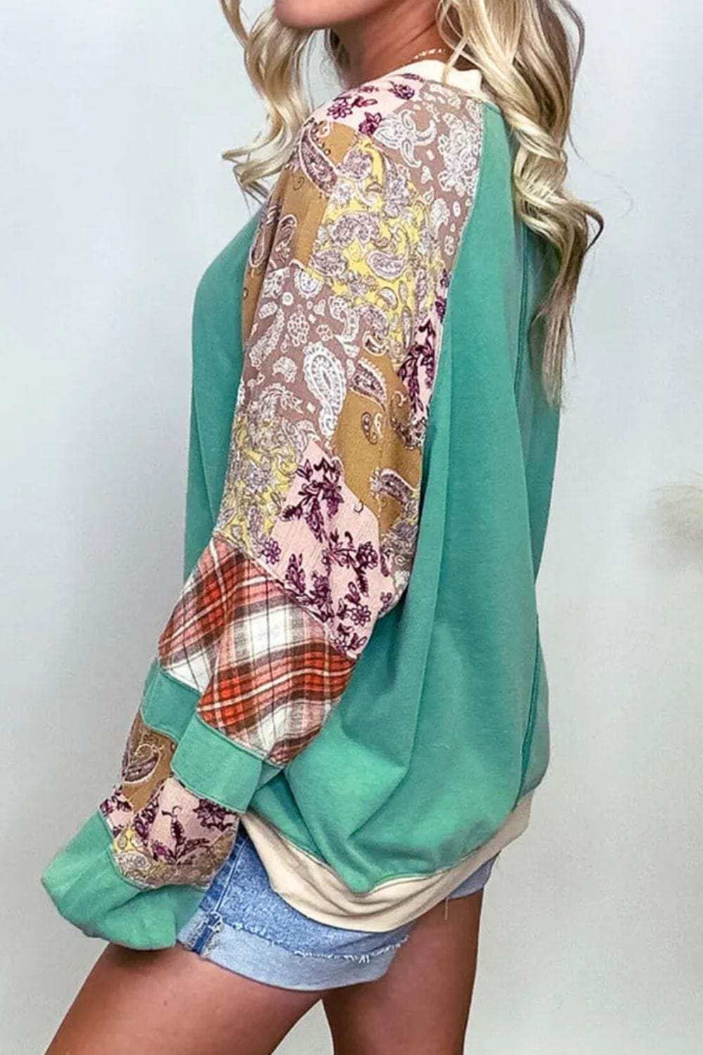 Plus Size Printed Raglan Sleeve Sweatshirt - Trendsi - Flyclothing LLC