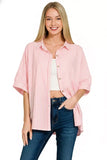 Zenana Oversized Stripe Button Down Shirt - Trendsi - Flyclothing LLC