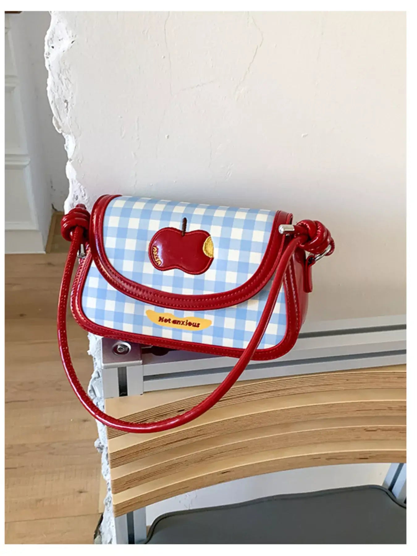 Apple Gingham Shoulder Bag - Trendsi - Flyclothing LLC