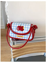 Apple Gingham Shoulder Bag - Trendsi - Flyclothing LLC