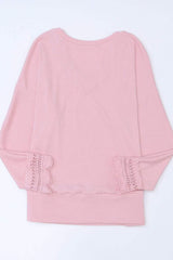 Lace Detail V-Neck Long Sleeve T-Shirt - Trendsi - Flyclothing LLC