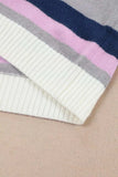 Plus Size Striped Long Sleeve Hooded Sweater - Trendsi - Flyclothing LLC