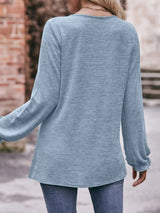 Ruffle Cuff Long Sleeve T-Shirt - Trendsi - Flyclothing LLC