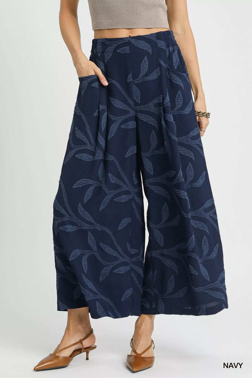 Umgee Jacquard Wide-Leg Pants - Trendsi - Flyclothing LLC