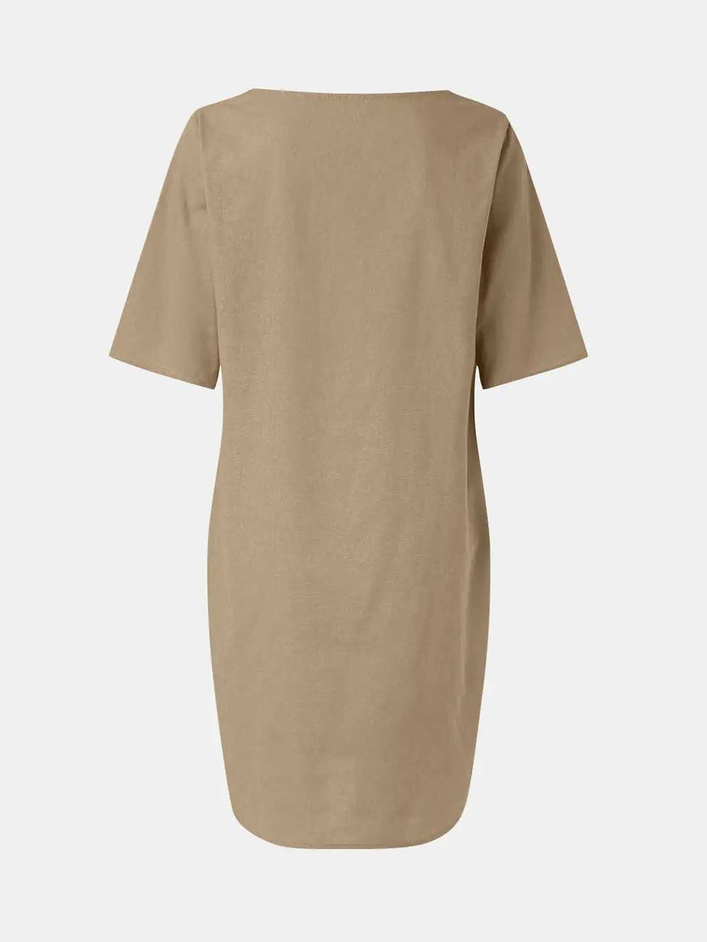 Full Size Round Neck Half Sleeve Dress with Pockets - Trendsi - Flyclothing LLC