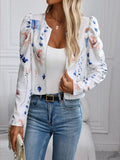 Printed Zip Up Long Sleeve Jacket - Trendsi