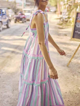 Tied Contrast Wide Strap Cami Dress - Trendsi - Flyclothing LLC
