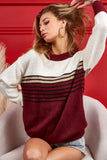 BiBi Color Block Sweater With Stripe Yoke - Trendsi