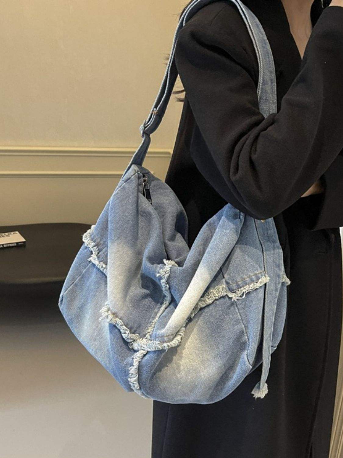 Raw Hem Gradient Crossbody Bag - Trendsi - Flyclothing LLC