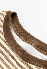 Striped Round Neck Long Sleeve Sweatshirt - Trendsi - Flyclothing LLC