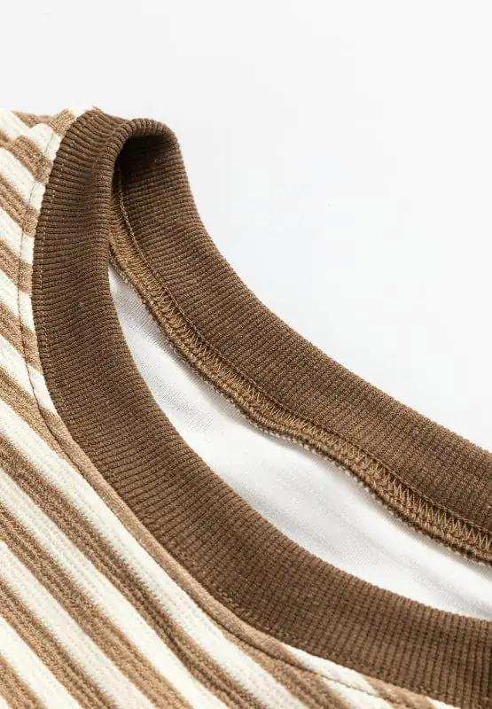 Striped Round Neck Long Sleeve Sweatshirt - Trendsi - Flyclothing LLC