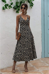Daisy Print Surplice Midi Cami Dress - Trendsi - Flyclothing LLC