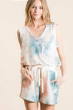 BiBi Tie Dye Textured Knit Top and Shorts Set - Trendsi - Flyclothing LLC