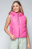 Snobbish Zip Up Quilted Hooded Vest - Trendsi - Flyclothing LLC
