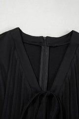 Tie V Neck Pintuck Sleeveless Loose Romper - Trendsi - Flyclothing LLC