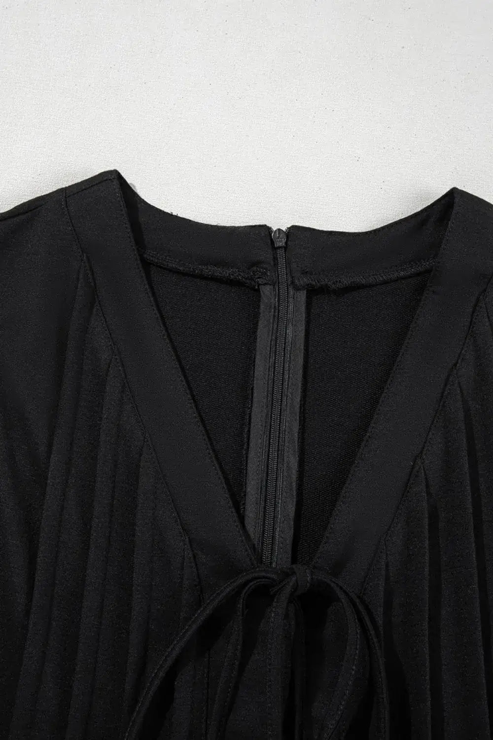 Tie V Neck Pintuck Sleeveless Loose Romper - Trendsi - Flyclothing LLC